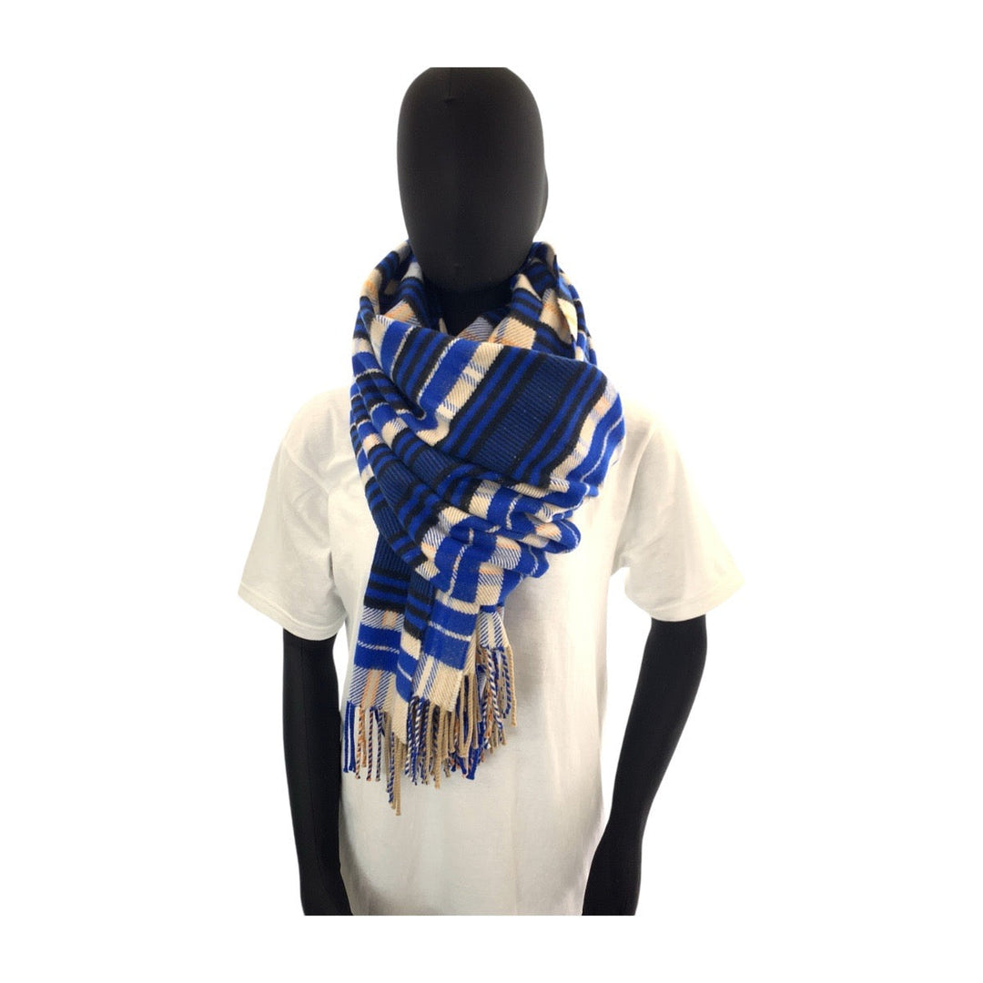 HERMES Scarf cashmere Blue multicolor Scarf, Stole, Shawl, Large Women Used Authentic