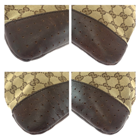 GUCCI Shoulder Bag 145857 GG canvas, leather Brown Beige Gold Metal Shoulder Bag Messenger bag Women Used Authentic