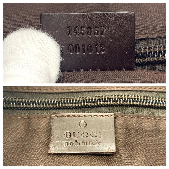 GUCCI Shoulder Bag 145857 GG canvas, leather Brown Beige Gold Metal Shoulder Bag Messenger bag Women Used Authentic