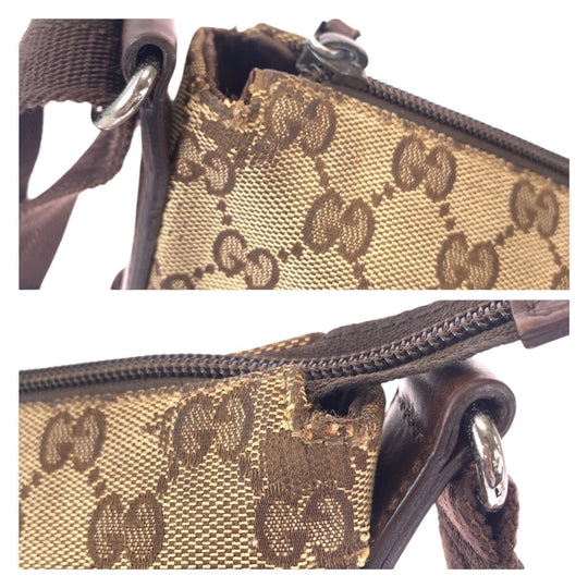 GUCCI Shoulder Bag 145857 GG canvas, leather Brown Beige Gold Metal Shoulder Bag Messenger bag Women Used Authentic