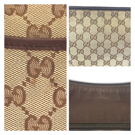 GUCCI Shoulder Bag 145857 GG canvas, leather Brown Beige Gold Metal Shoulder Bag Messenger bag Women Used Authentic