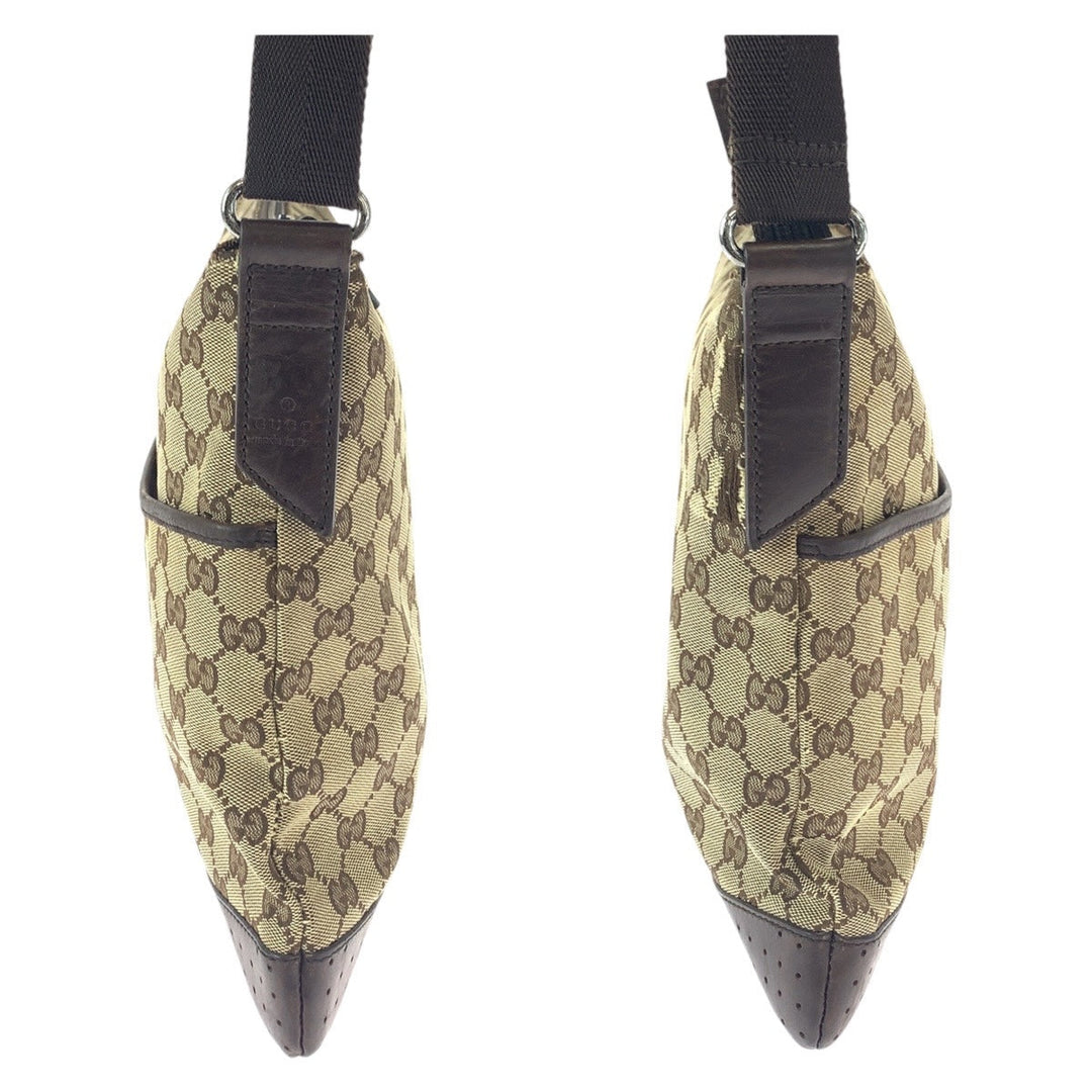 GUCCI Shoulder Bag 145857 GG canvas, leather Brown Beige Gold Metal Shoulder Bag Messenger bag Women Used Authentic