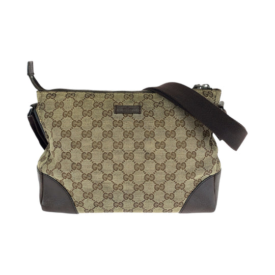 GUCCI Shoulder Bag 114273 GG canvas Brown Beige SilverMetal Shoulder Bag Messenger bag Women Used Authentic