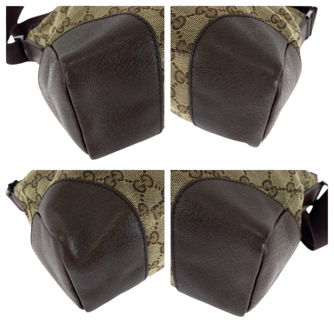 GUCCI Shoulder Bag 114273 GG canvas Brown Beige SilverMetal Shoulder Bag Messenger bag Women Used Authentic