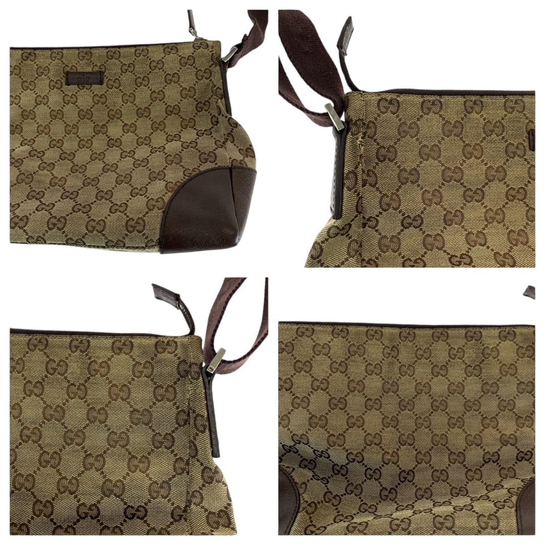 GUCCI Shoulder Bag 114273 GG canvas Brown Beige SilverMetal Shoulder Bag Messenger bag Women Used Authentic