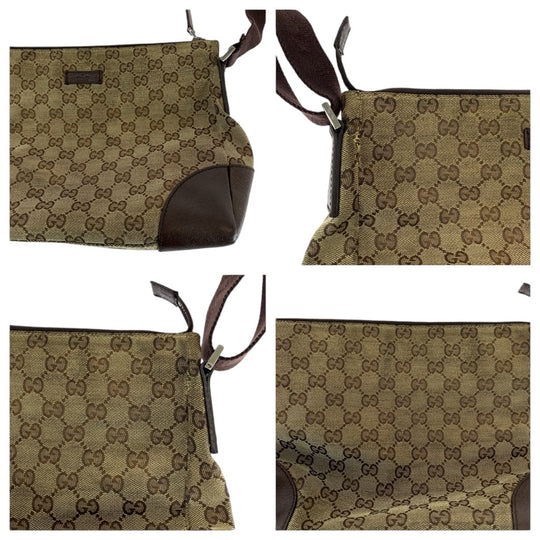GUCCI Shoulder Bag 114273 GG canvas Brown Beige SilverMetal Shoulder Bag Messenger bag Women Used Authentic