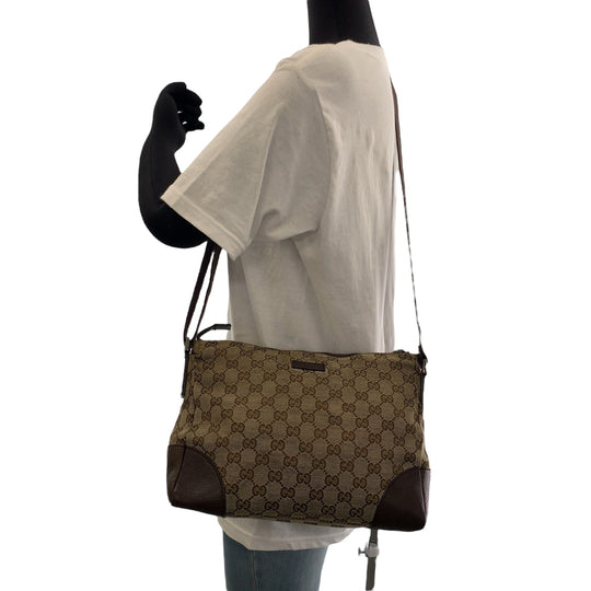 GUCCI Shoulder Bag 114273 GG canvas Brown Beige SilverMetal Shoulder Bag Messenger bag Women Used Authentic