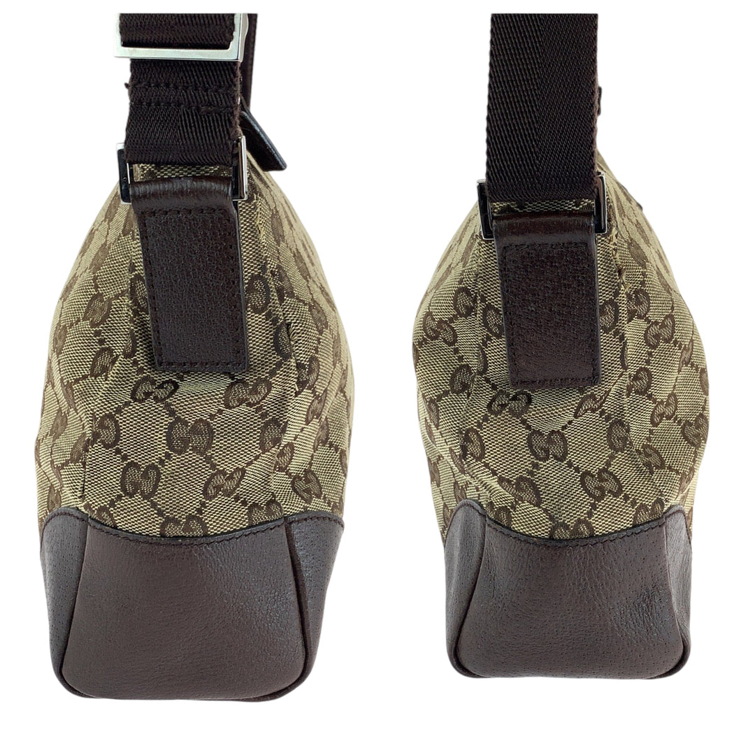 GUCCI Shoulder Bag 114273 GG canvas Brown Beige SilverMetal Shoulder Bag Messenger bag Women Used Authentic