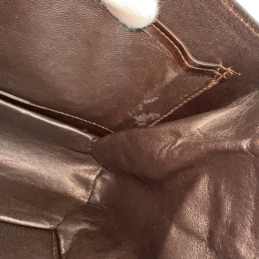 CELINE Shoulder Bag leather Brown Gold Metal Shoulder Bag Carriage Metal Women Used Authentic