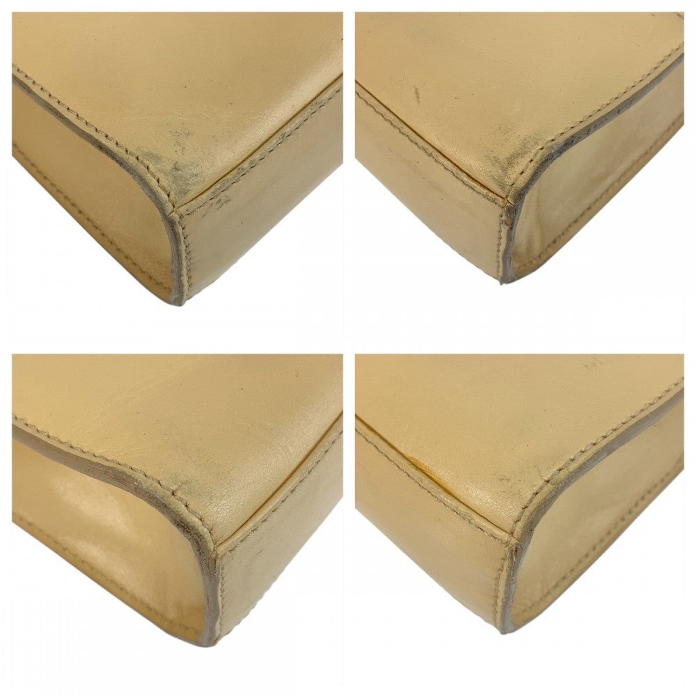 GUCCI Shoulder Bag 001 4214 leather Beige Gold Metal Ready lock Women Used Authentic