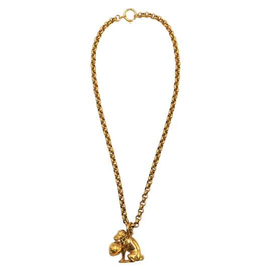 CELINE Necklace plating gold Necklace Dog motif Women Used Authentic