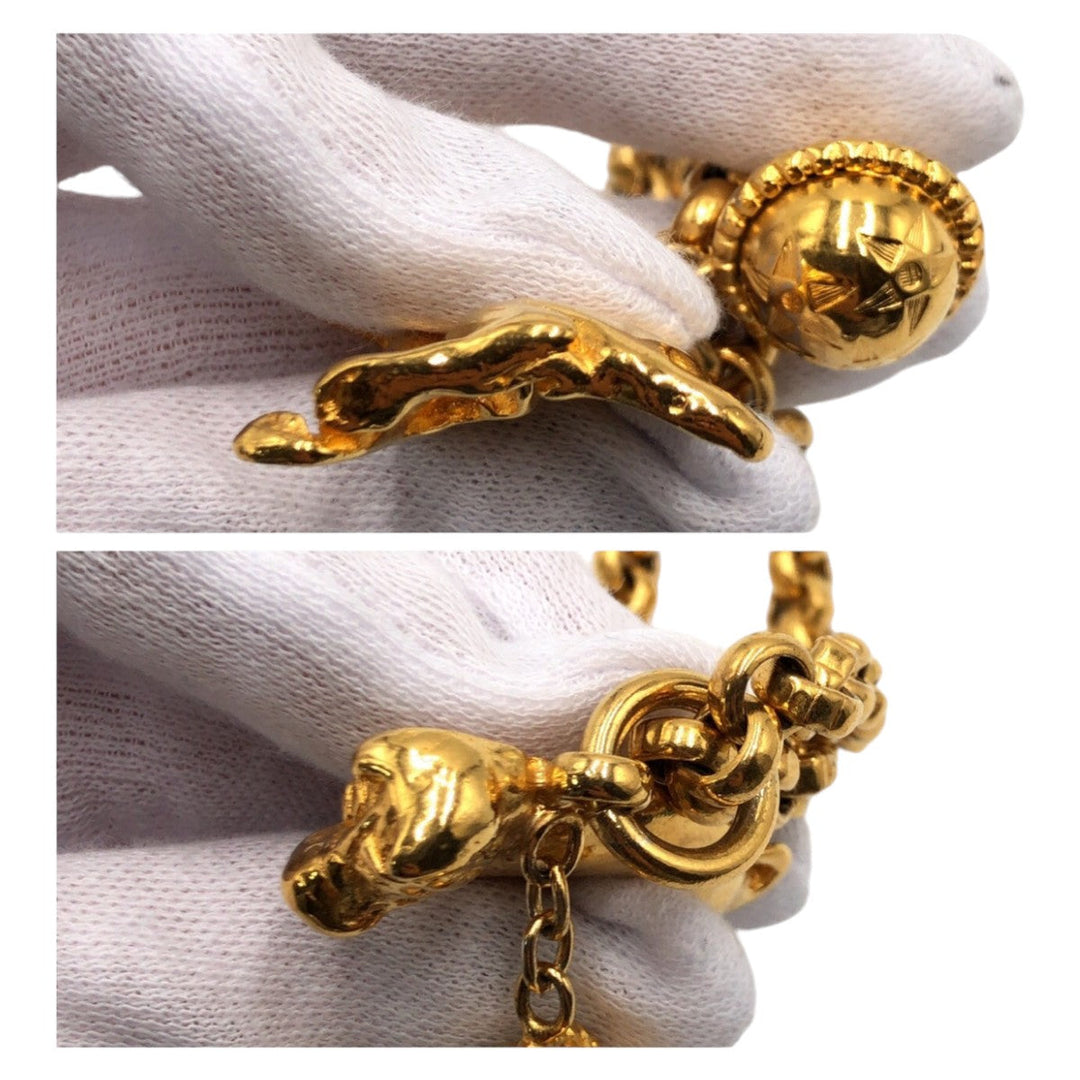 CELINE Necklace plating gold Necklace Dog motif Women Used Authentic