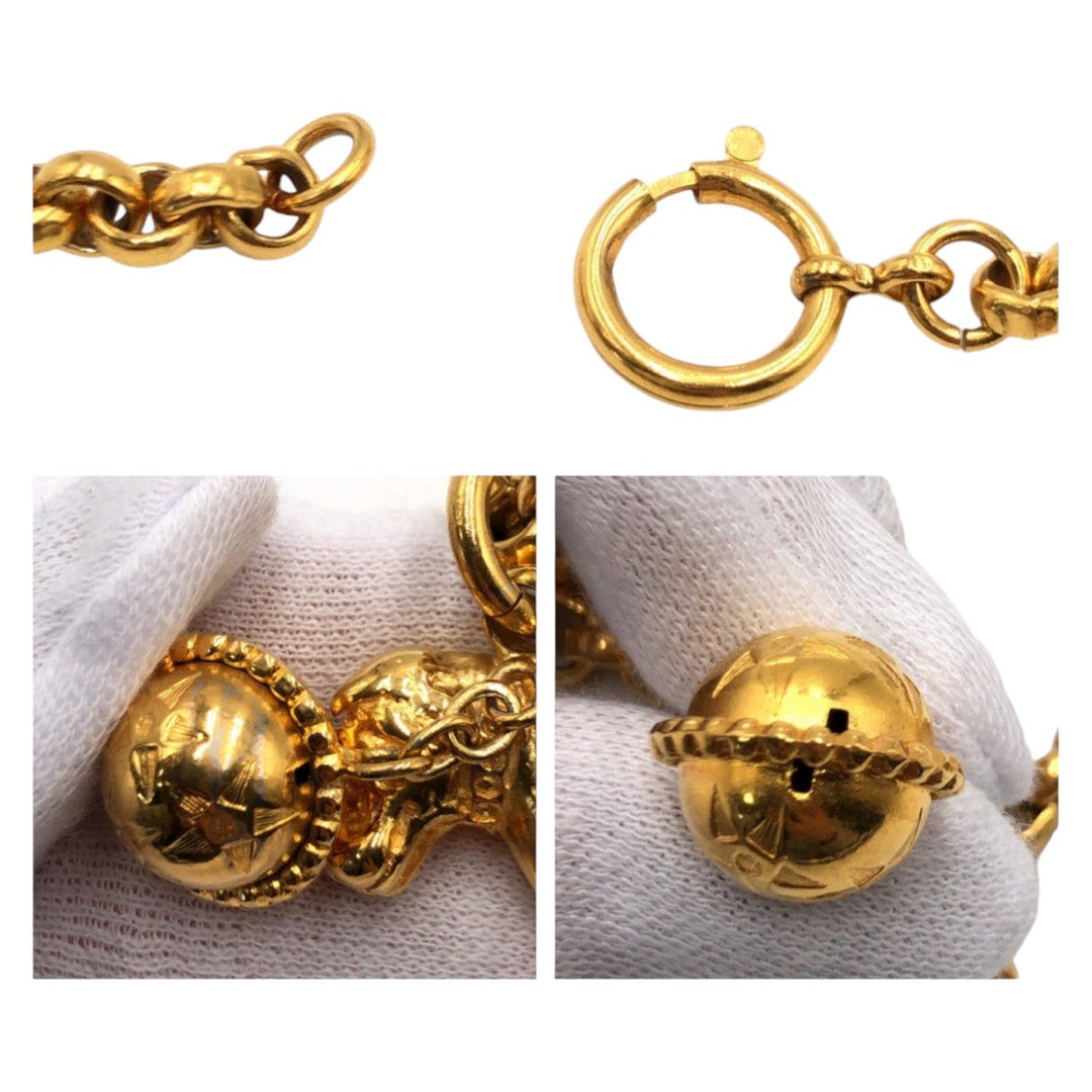 CELINE Necklace plating gold Necklace Dog motif Women Used Authentic