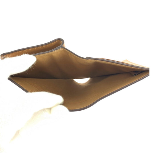 COACH Bifold Wallet leather Beige Brown Gold Metal Folding Wallet Compact Wallet Signature Women Used Authentic