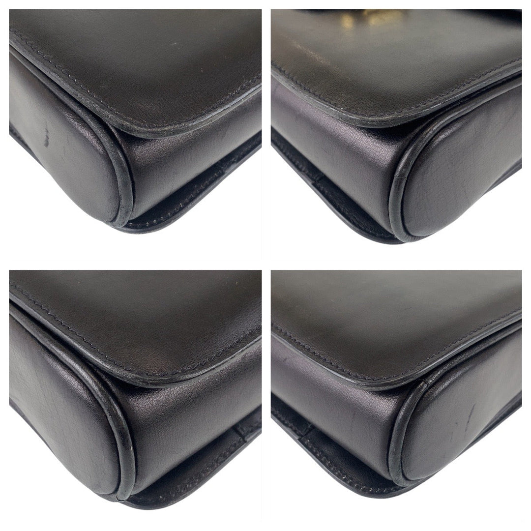 CELINE Shoulder Bag leather Black GoldMetal Crossbody Shoulder Bag Messenger Bag Horse Carriage Metal Women Used Authentic