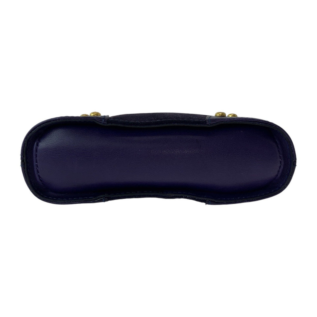 CELINE Shoulder Bag Suede, Leather Purple Violet Gold Metal Crossbody Mini Shoulder Bag Pochette Circle logo studs Women Used Authentic