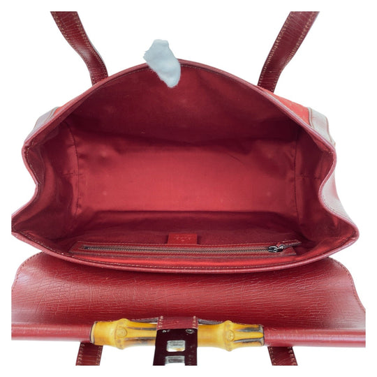 GUCCI Shoulder Bag 111713 GG canvas, leather Red Silver Metal Shoulder Bag Bamboo Women Used Authentic