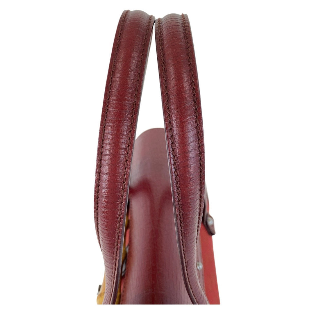 GUCCI Shoulder Bag 111713 GG canvas, leather Red Silver Metal Shoulder Bag Bamboo Women Used Authentic