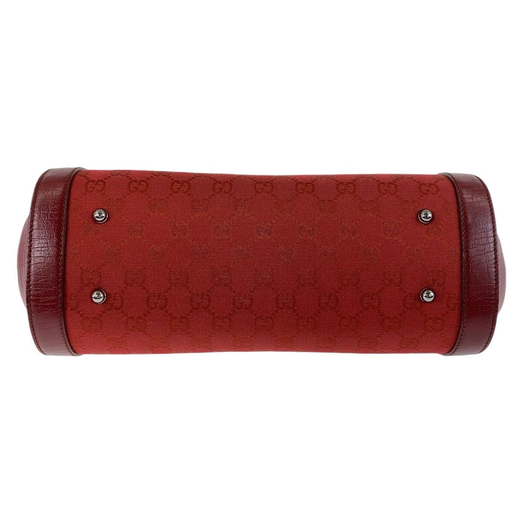 GUCCI Shoulder Bag 111713 GG canvas, leather Red Silver Metal Shoulder Bag Bamboo Women Used Authentic