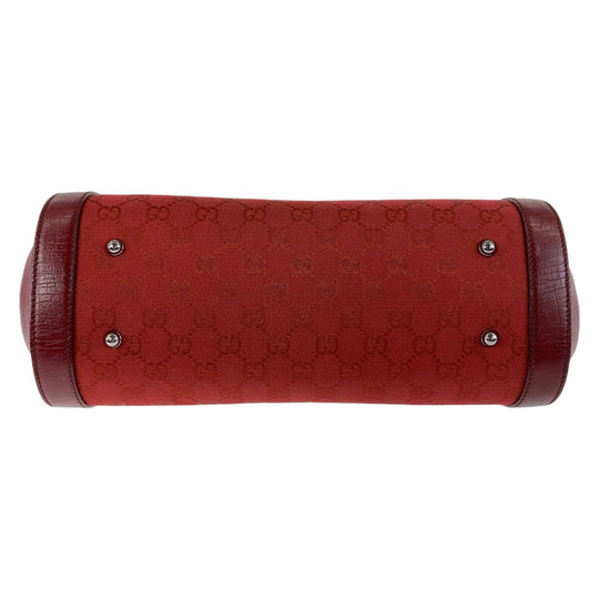 GUCCI Shoulder Bag 111713 GG canvas, leather Red Silver Metal Shoulder Bag Bamboo Women Used Authentic