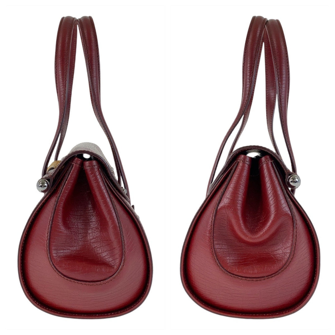 GUCCI Shoulder Bag 111713 GG canvas, leather Red Silver Metal Shoulder Bag Bamboo Women Used Authentic