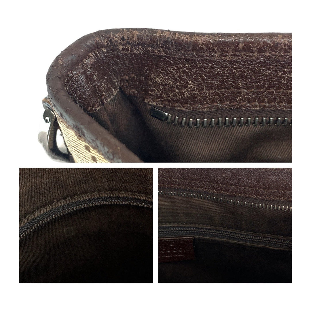 GUCCI Shoulder Bag 113013 GG canvas Beige SilverMetal Crossbody Shoulder Bag Women Used Authentic