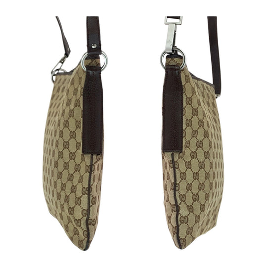 GUCCI Shoulder Bag 113013 GG canvas Beige SilverMetal Crossbody Shoulder Bag Women Used Authentic