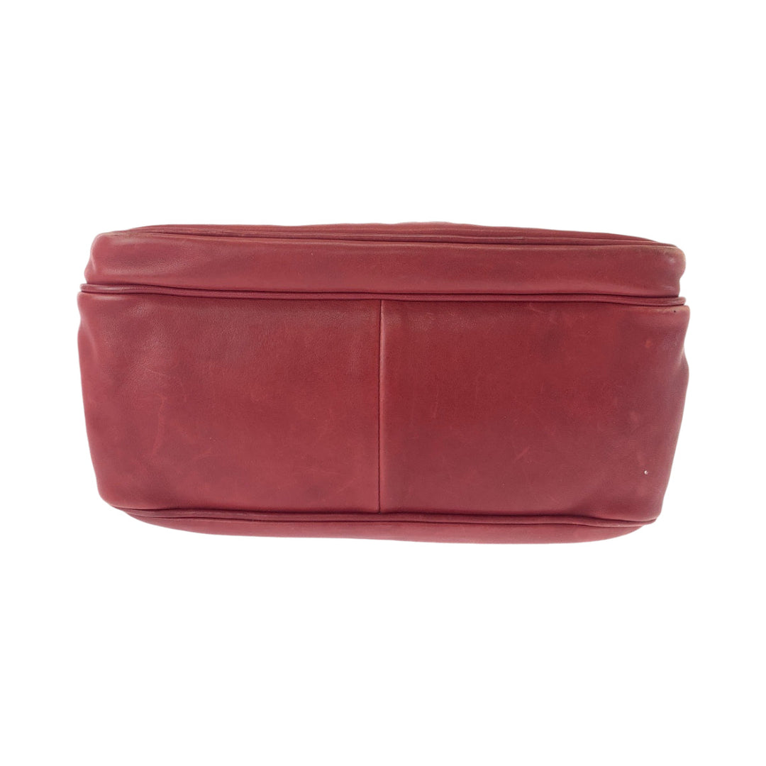 BOTTEGAVENETA Shoulder Bag leather Red Silver Metal Shoulder Bag Messenger bag INTRECCIATO mens Used Authentic