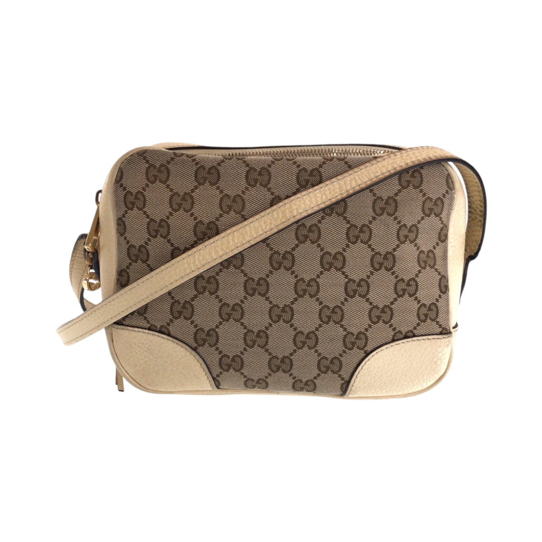 GUCCI Shoulder Bag 449413 GG canvas Beige Ivory Gold Metal Shoulder Bag pochette Women Used Authentic