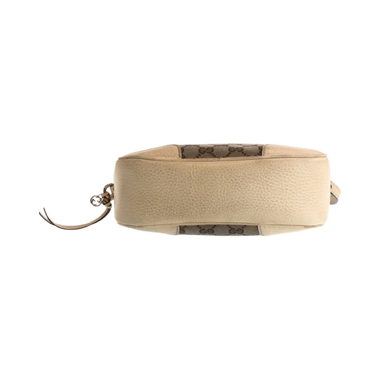 GUCCI Shoulder Bag 449413 GG canvas Beige Ivory Gold Metal Shoulder Bag pochette Women Used Authentic
