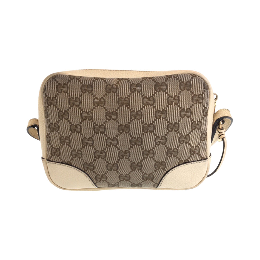 GUCCI Shoulder Bag 449413 GG canvas Beige Ivory Gold Metal Shoulder Bag pochette Women Used Authentic