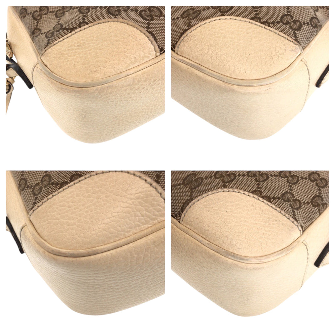 GUCCI Shoulder Bag 449413 GG canvas Beige Ivory Gold Metal Shoulder Bag pochette Women Used Authentic