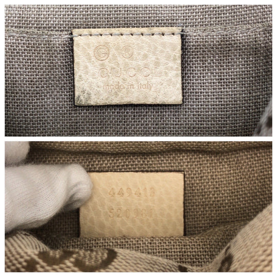 GUCCI Shoulder Bag 449413 GG canvas Beige Ivory Gold Metal Shoulder Bag pochette Women Used Authentic