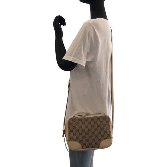 GUCCI Shoulder Bag 449413 GG canvas Beige Ivory Gold Metal Shoulder Bag pochette Women Used Authentic