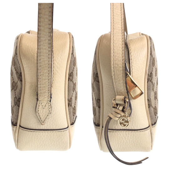 GUCCI Shoulder Bag 449413 GG canvas Beige Ivory Gold Metal Shoulder Bag pochette Women Used Authentic