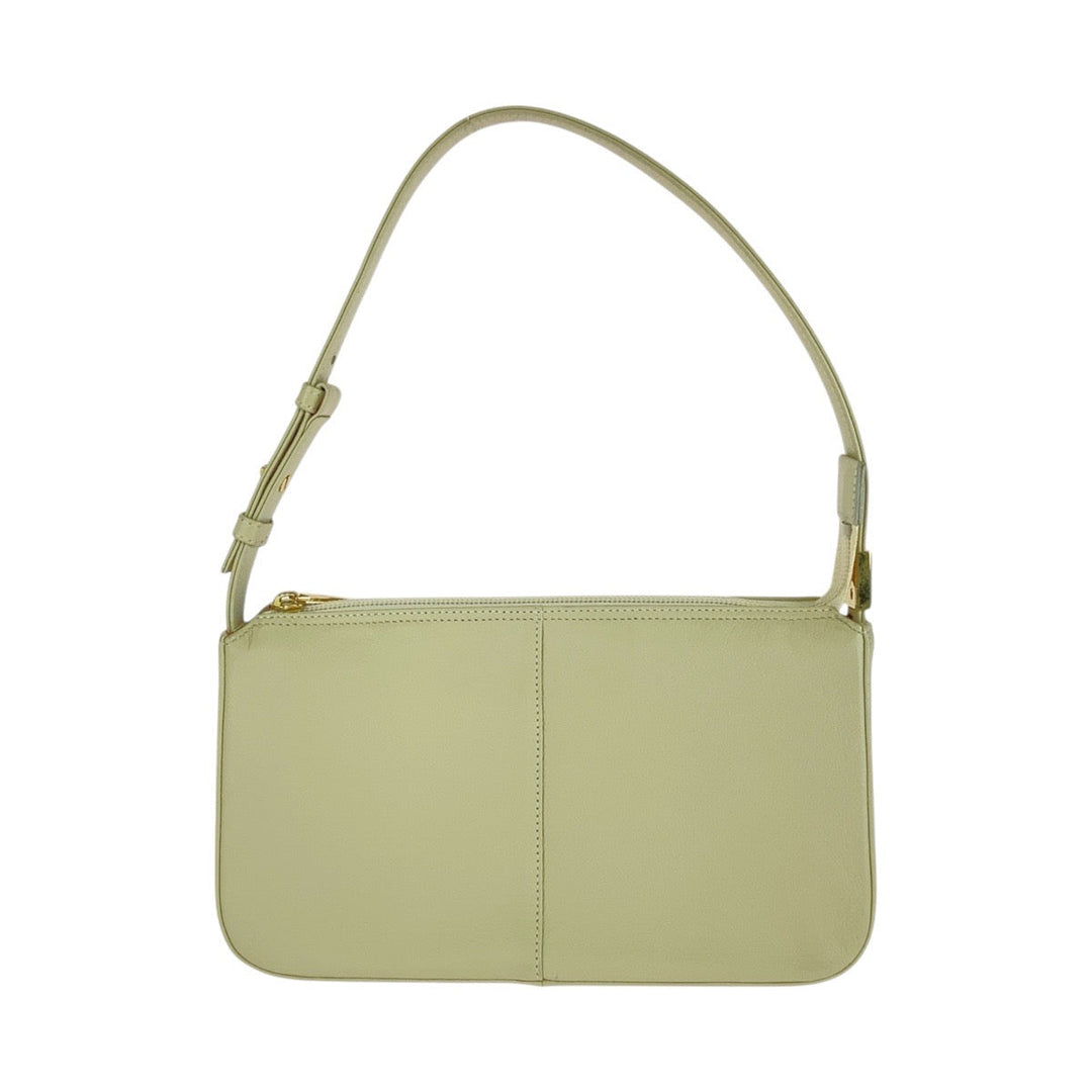 BURBERRY Handbag leather Off White Cream Gold Metal Handbag Shoulder Bag Medium Check Pattern Women Used Authentic