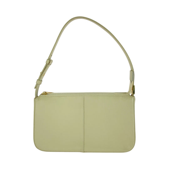 BURBERRY Handbag leather Off White Cream Gold Metal Handbag Shoulder Bag Medium Check Pattern Women Used Authentic