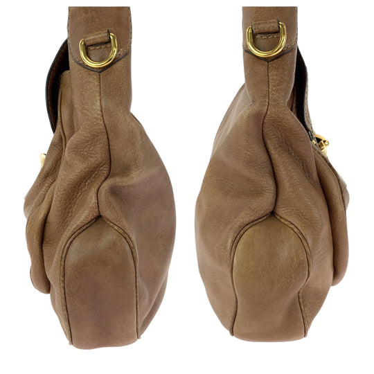 GUCCI Shoulder Bag 223955 leather Brown Gold Metal Hobo Shoulder Bag 2way Horsebit Women Used Authentic