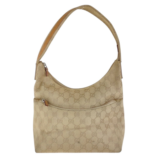 GUCCI Shoulder Bag 001 3386 GG canvas Beige SilverMetal Hobo Shoulder Bag one belt Women Used Authentic