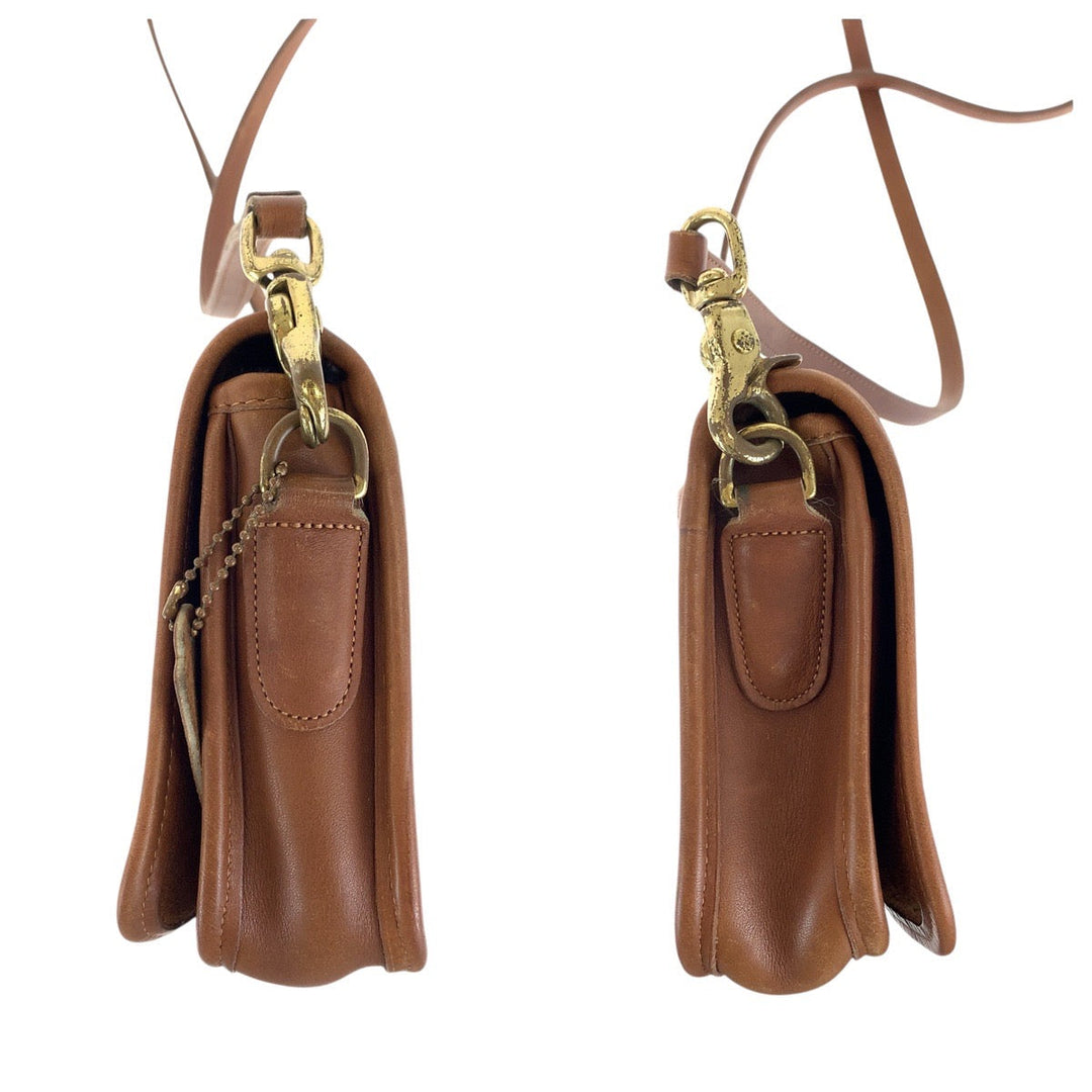 COACH Shoulder Bag 0295 117 leather Brown Gold Metal Shoulder Bag pochette Old coach Women Used Authentic