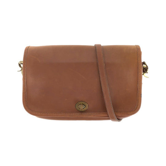 COACH Shoulder Bag 0295 117 leather Brown Gold Metal Shoulder Bag pochette Old coach Women Used Authentic