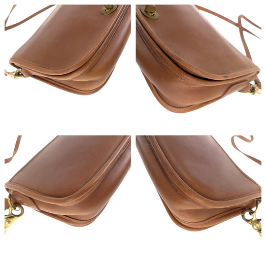 COACH Shoulder Bag 0295 117 leather Brown Gold Metal Shoulder Bag pochette Old coach Women Used Authentic