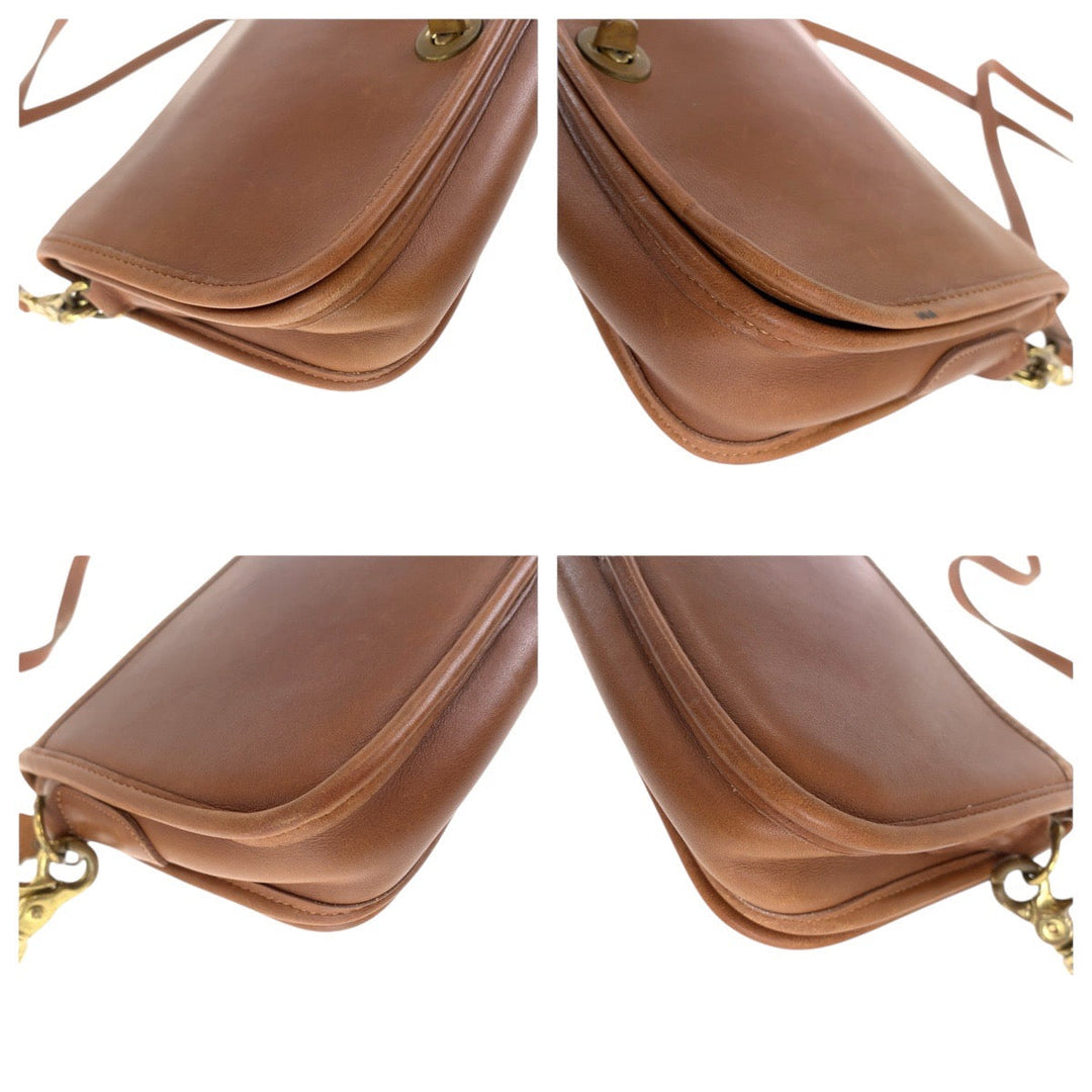 COACH Shoulder Bag 0295 117 leather Brown Gold Metal Shoulder Bag pochette Old coach Women Used Authentic