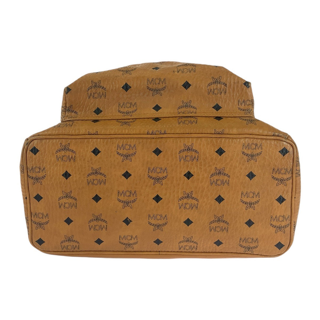 MCM Backpack leather cognac Backpack Unisex Vicetos Side studs Women Used Authentic