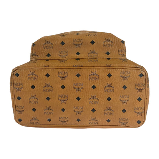 MCM Backpack leather cognac Backpack Unisex Vicetos Side studs Women Used Authentic