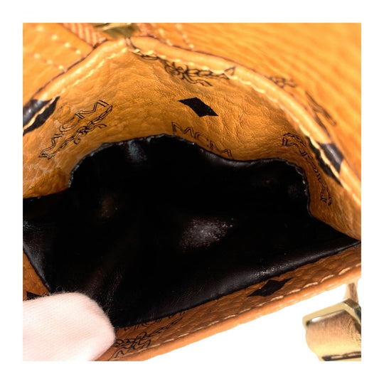 MCM Backpack leather cognac Backpack Unisex Vicetos Side studs Women Used Authentic