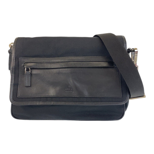 GUCCI Shoulder Bag 28562 Nylon, Leather Black SilverMetal Crossbody Shoulder Bag Messenger Bag Women Used Authentic
