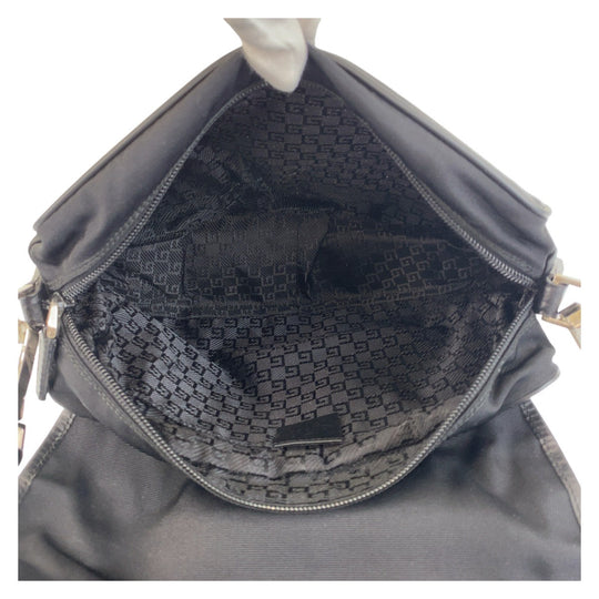 GUCCI Shoulder Bag 28562 Nylon, Leather Black SilverMetal Crossbody Shoulder Bag Messenger Bag Women Used Authentic