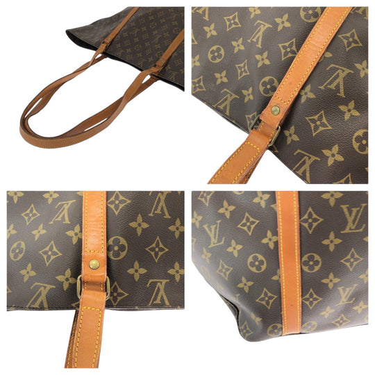 LOUIS VUITTON Tote Bag M51108 PVC Brown Gold Metal Tote Bag Shoulder Bag Monogram Sac shopping Women Used Authentic