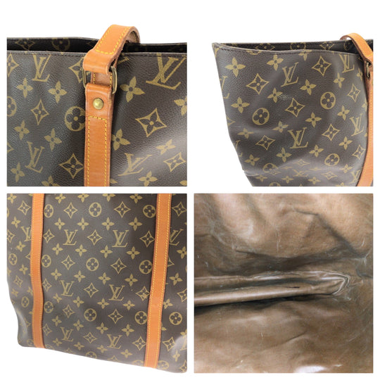 LOUIS VUITTON Tote Bag M51108 PVC Brown Gold Metal Tote Bag Shoulder Bag Monogram Sac shopping Women Used Authentic